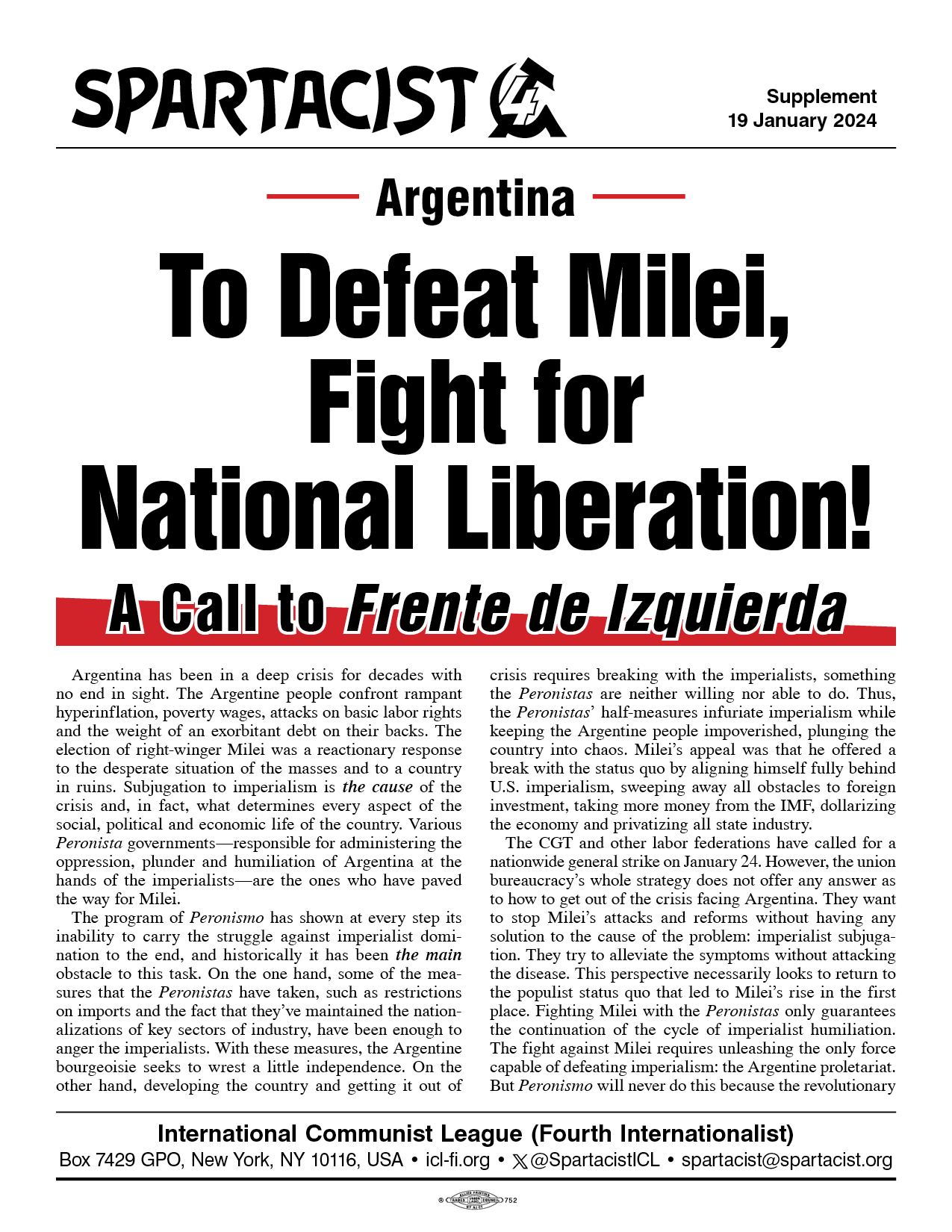 To Defeat Milei, Fight for National Liberation!